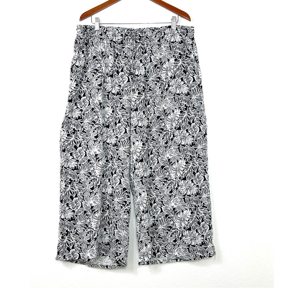 JNY Linen Blend Wide Leg Cropped Pants 2X NWOT